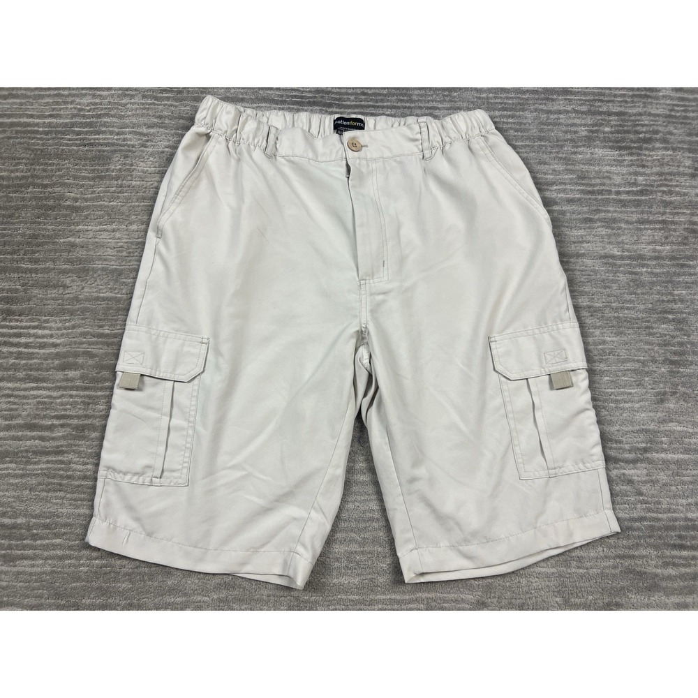 Atlas For Men Shorts Mens Large Beige‎ Cargo Polyester Stretch Waist Outdoor